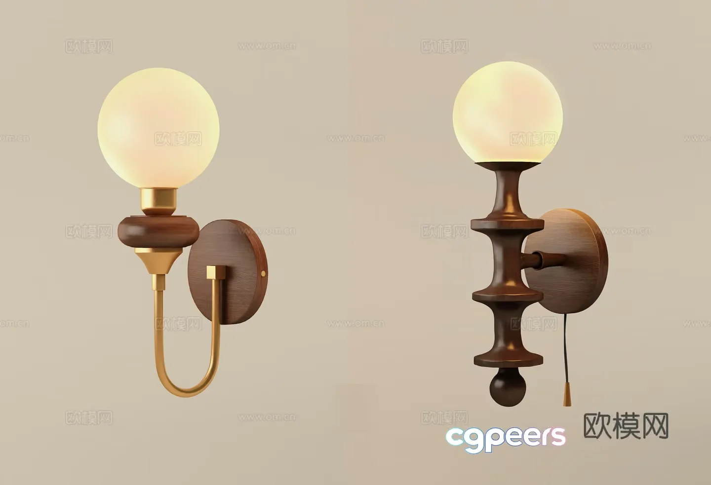 Gold Light Fixture 3D Model – 21114 – VRAY Render