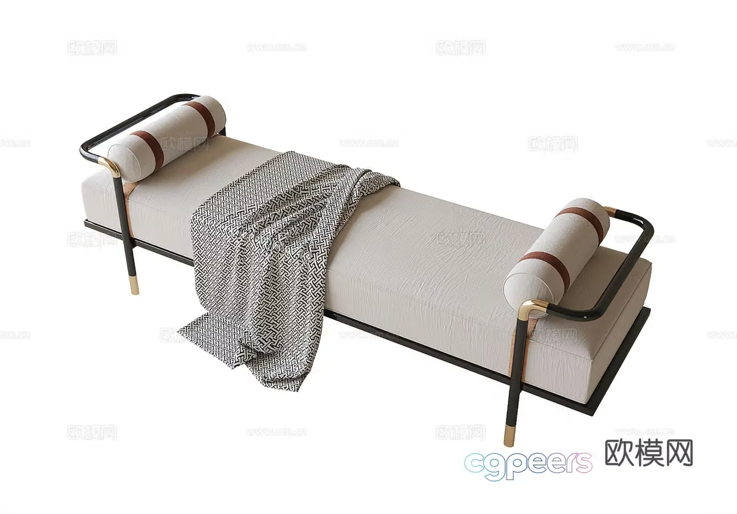 New Chinese style bed tail stool bench strip stool 3D model