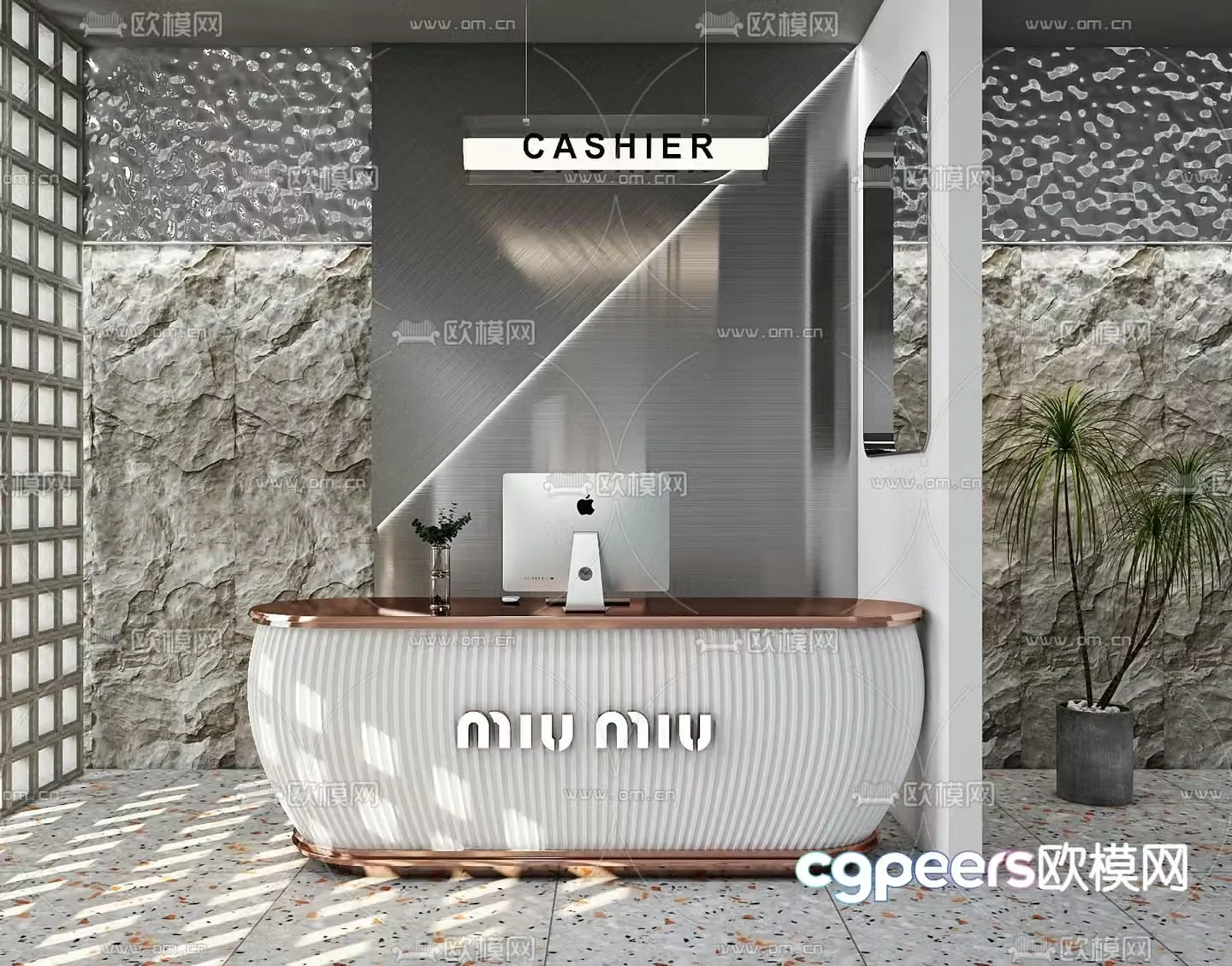 Front desk reception desk cashier desk service desk 3d model