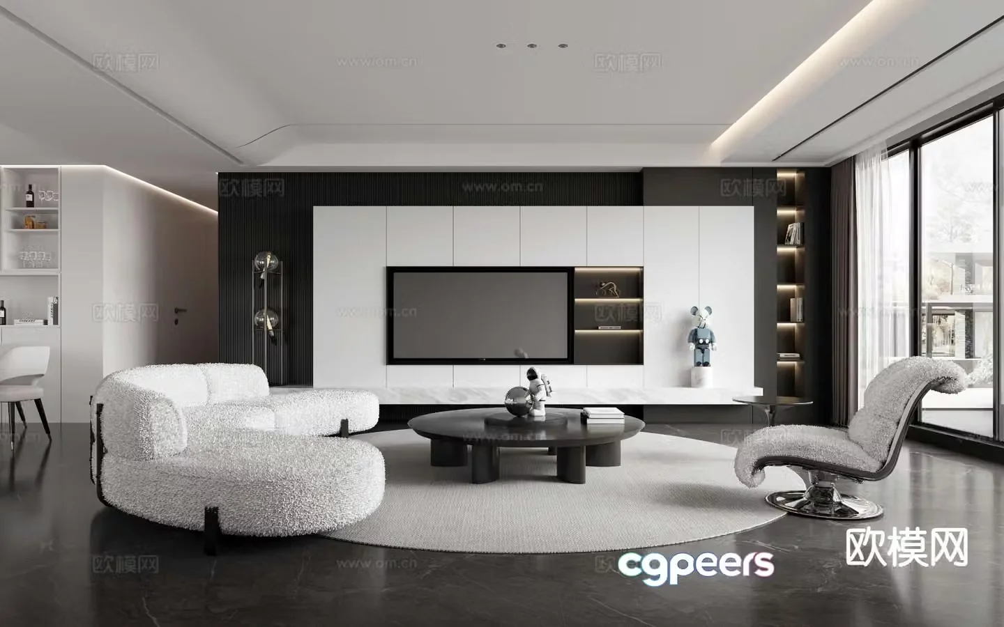 Premium gray living room 3d model