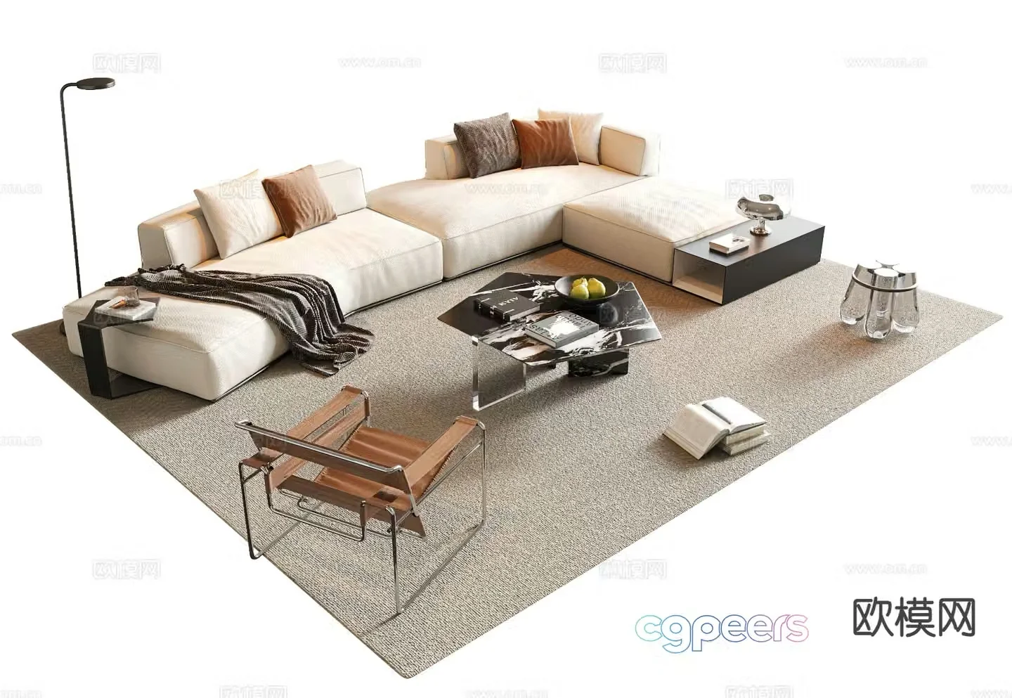 Modern corner sofa modular sofa 3d model