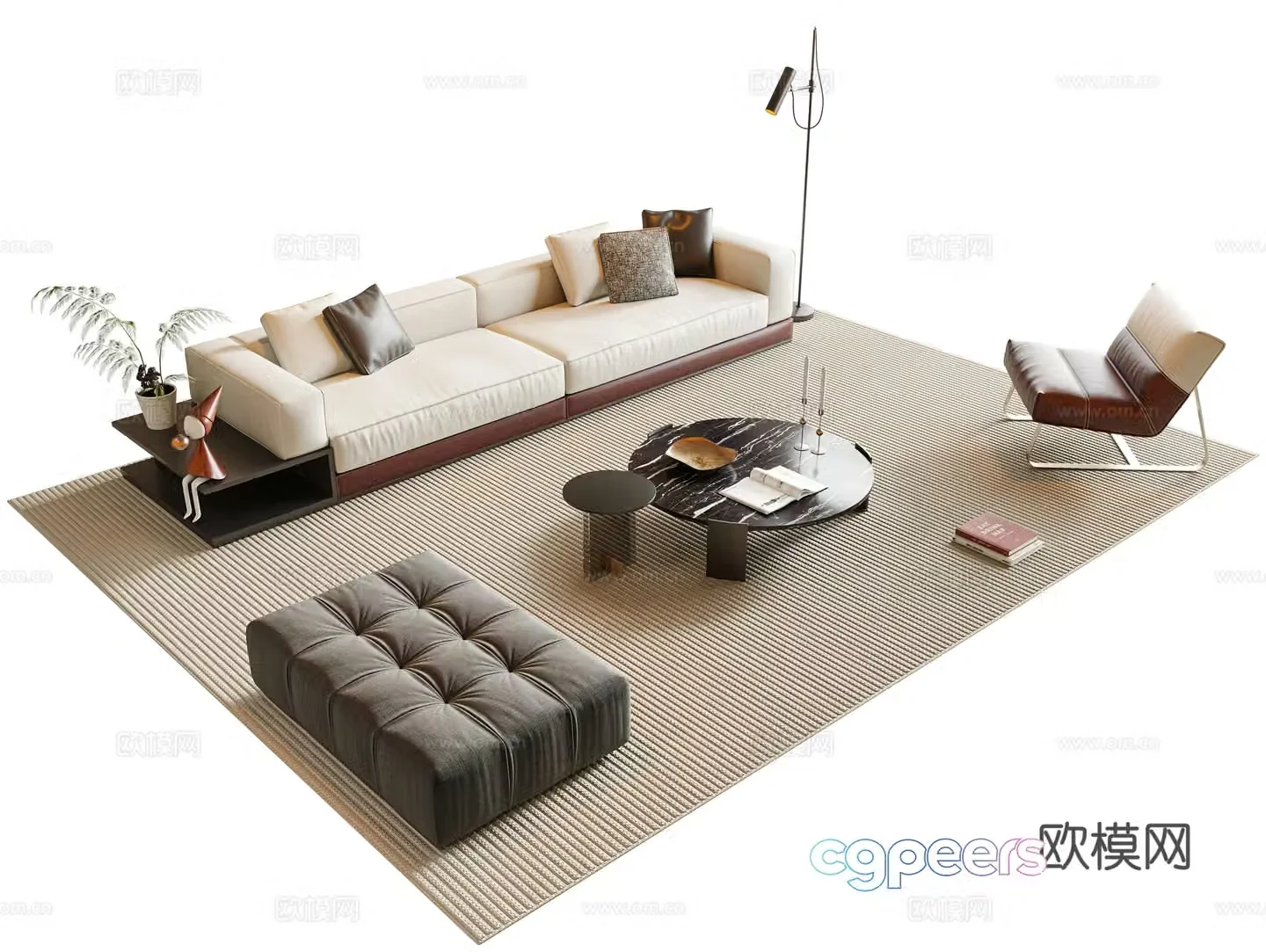 Italian sofa coffee table modular sofa 3d model