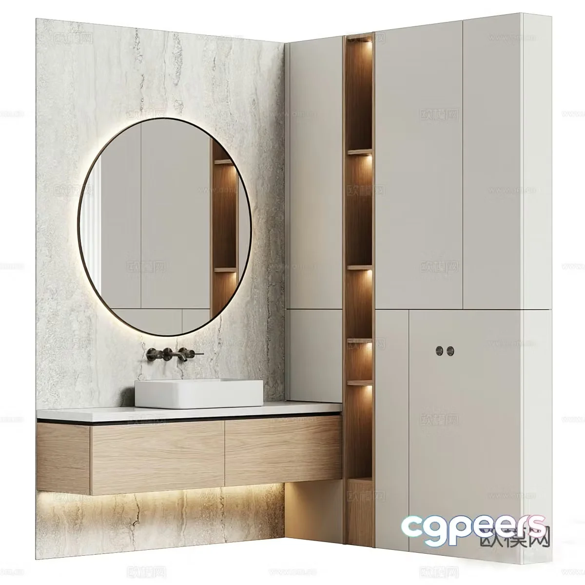 Bathroom furniture 06 modular modern minimalist style 3d model