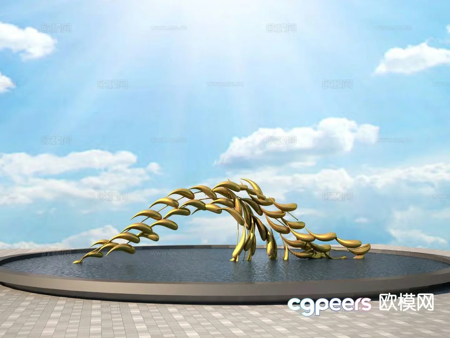 Abstract fish sculpture urban sculpture 3d model