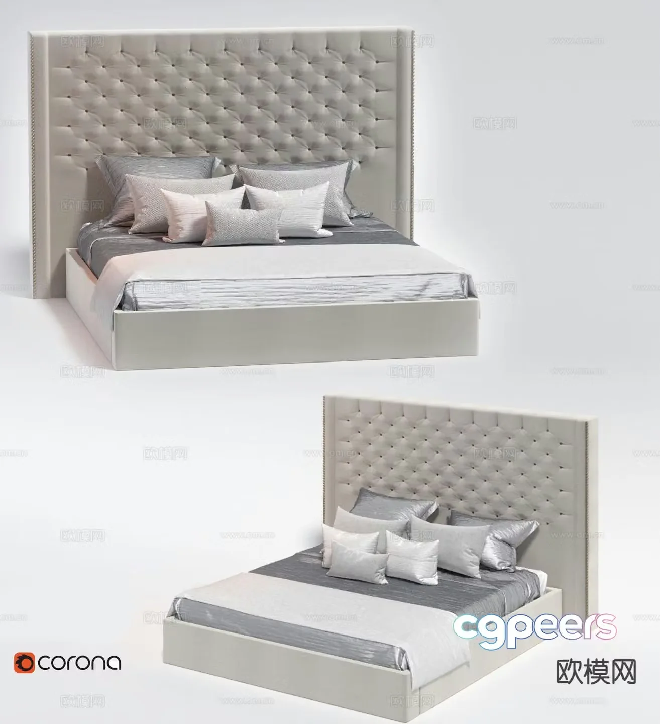 Modern double bed 3d model