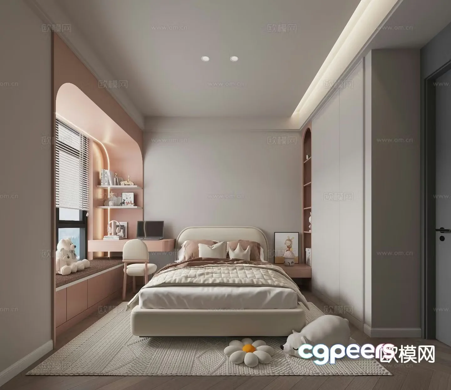 Modern kids room girl room 3d model