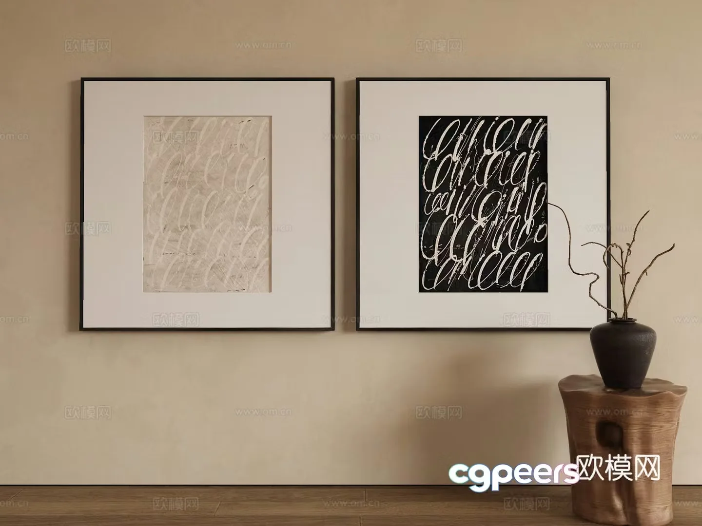 Modern texture painting decorative painting 3d model