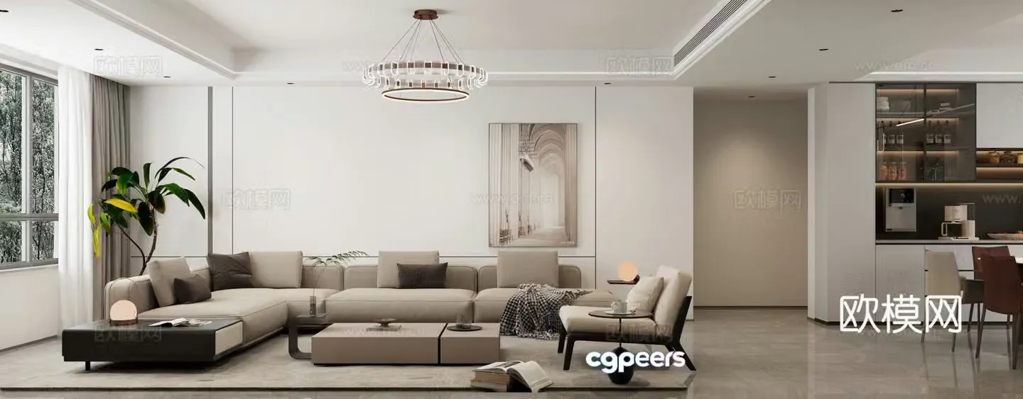 Modern living and dining room sofa combination ornaments shoes and hat cabinet wine cabinet 3d model