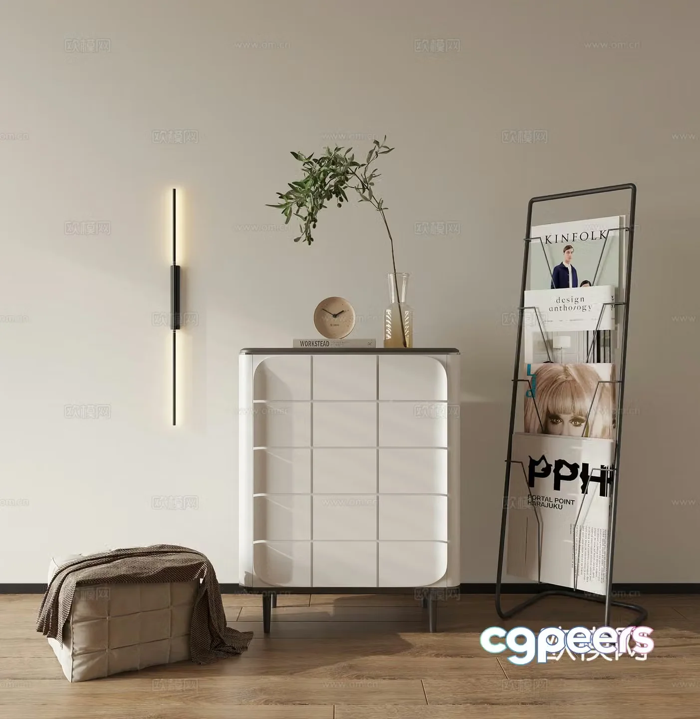 Modern low cabinet chest of cabinet 3d model