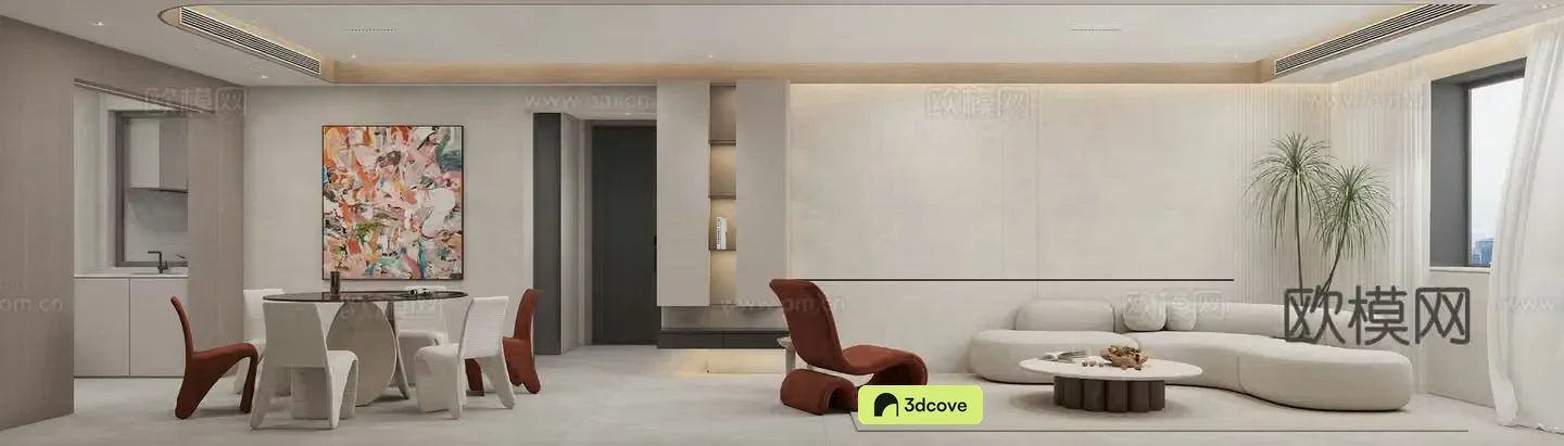 Modern living and dining room