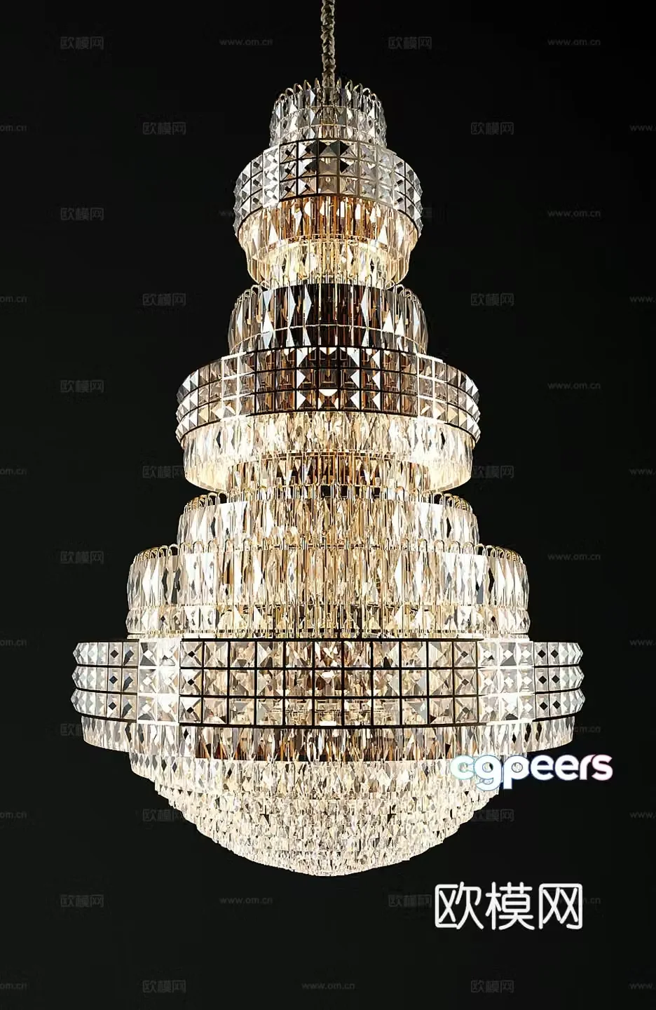 Light luxury crystal chandelier 3d model