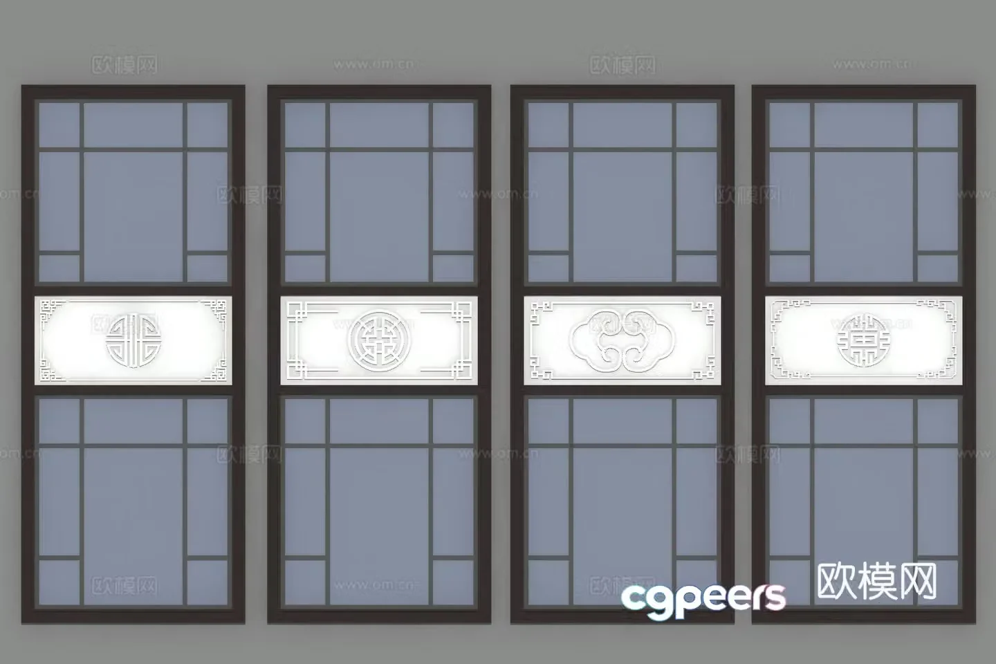 Joint windows window panels Chinese reliefs Chinese grille 3D model