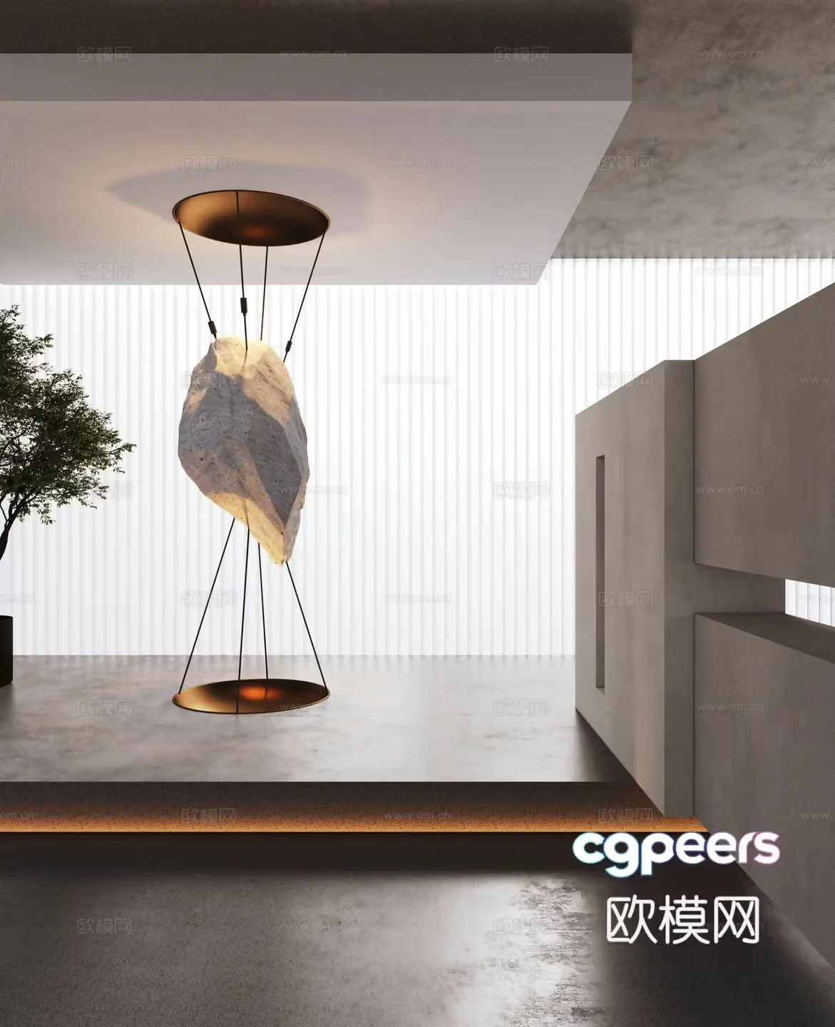 Modern stone sculpture installation Art installation 3d model