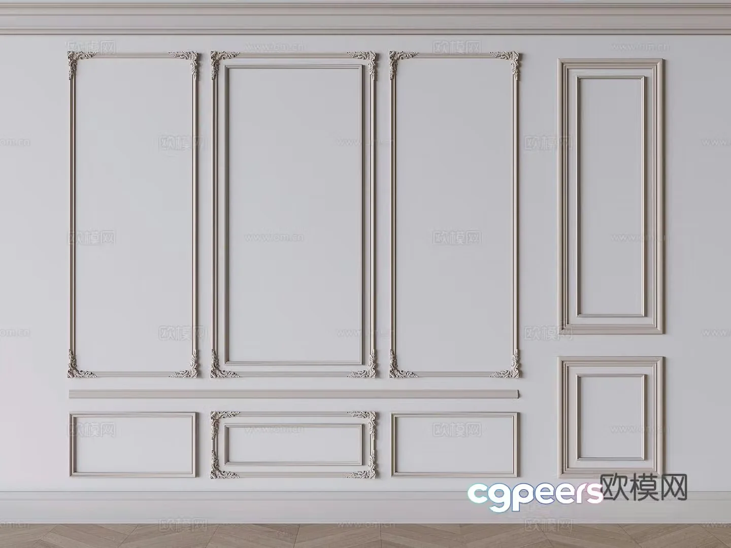 French plaster line components plaster carved lines 3D model