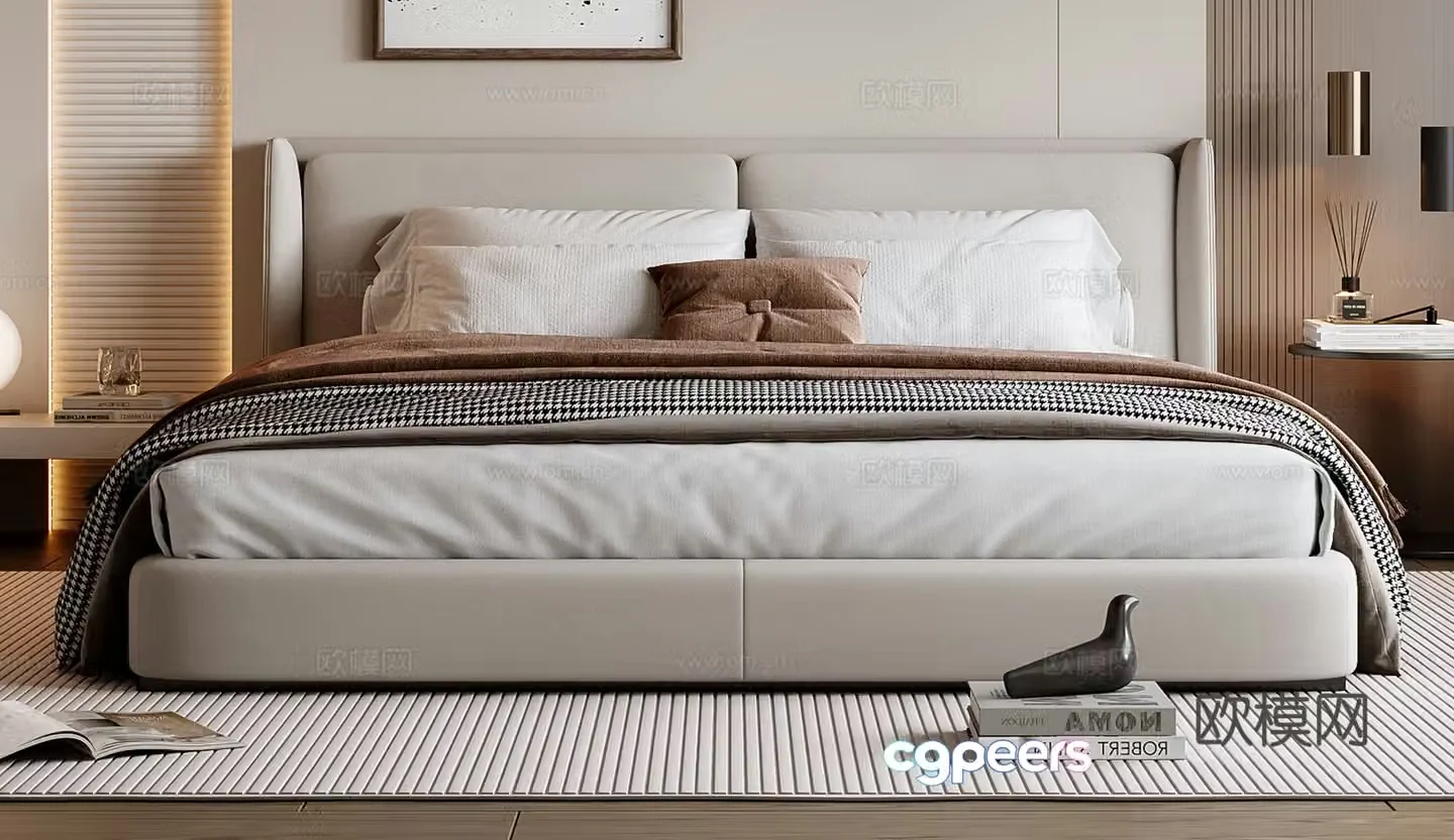 Modern double bed 3d model