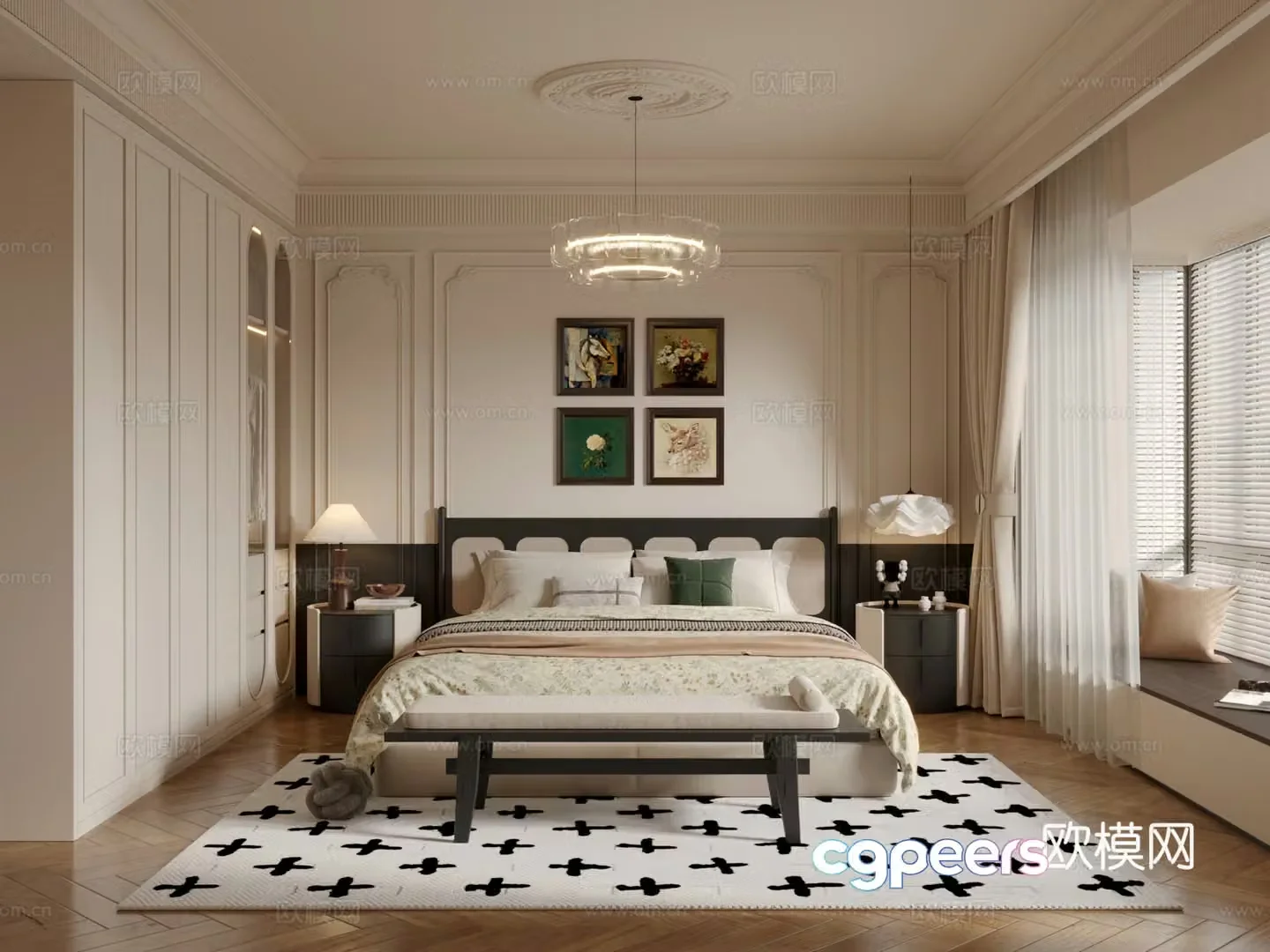 American bedroom master bedroom 3d model