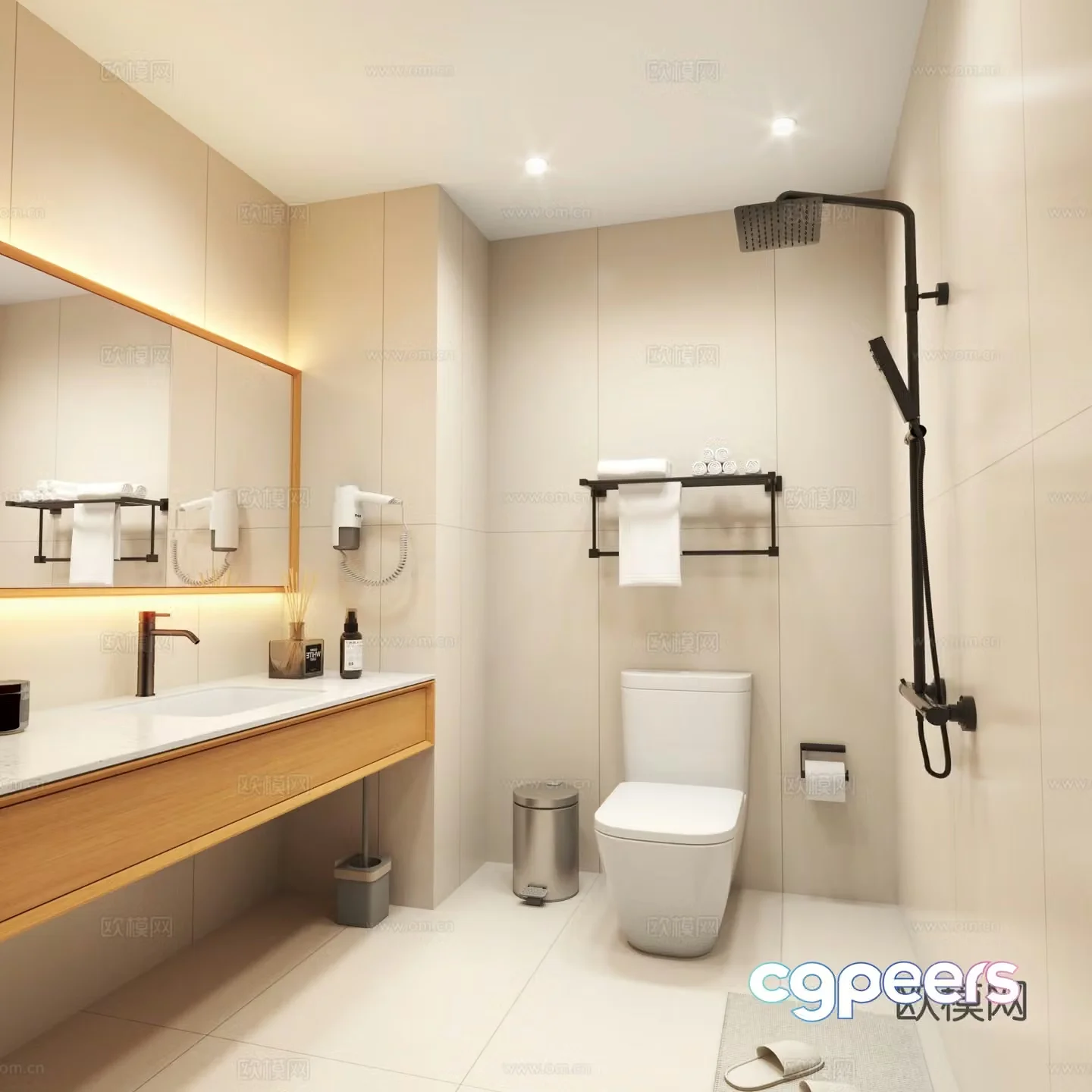 Modern hotel bathroom 3d model