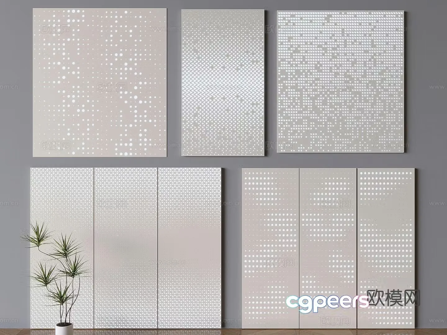 Art punching board aluminum-plastic board perforated light-transmitting board background wall 3D model