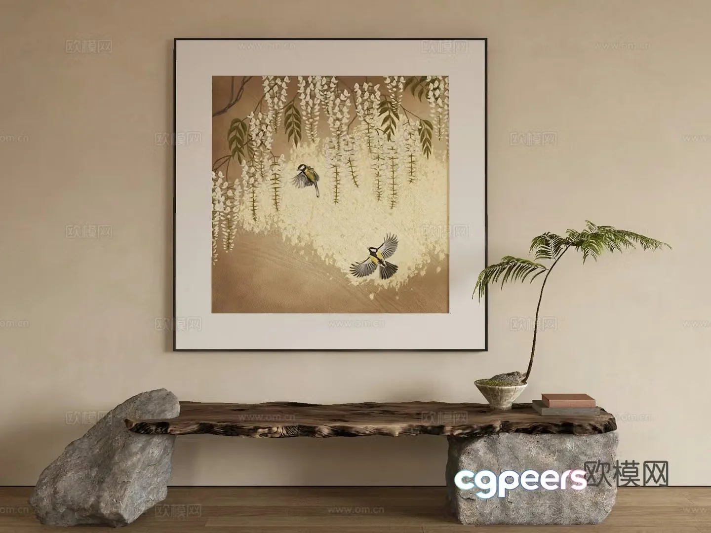 New Chinese style flower and bird painting decorative painting 3D model