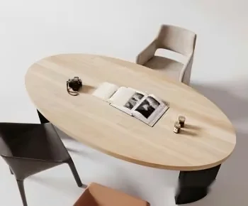 Wooden Oval Table 3D Model – 19546 – VRAY Render