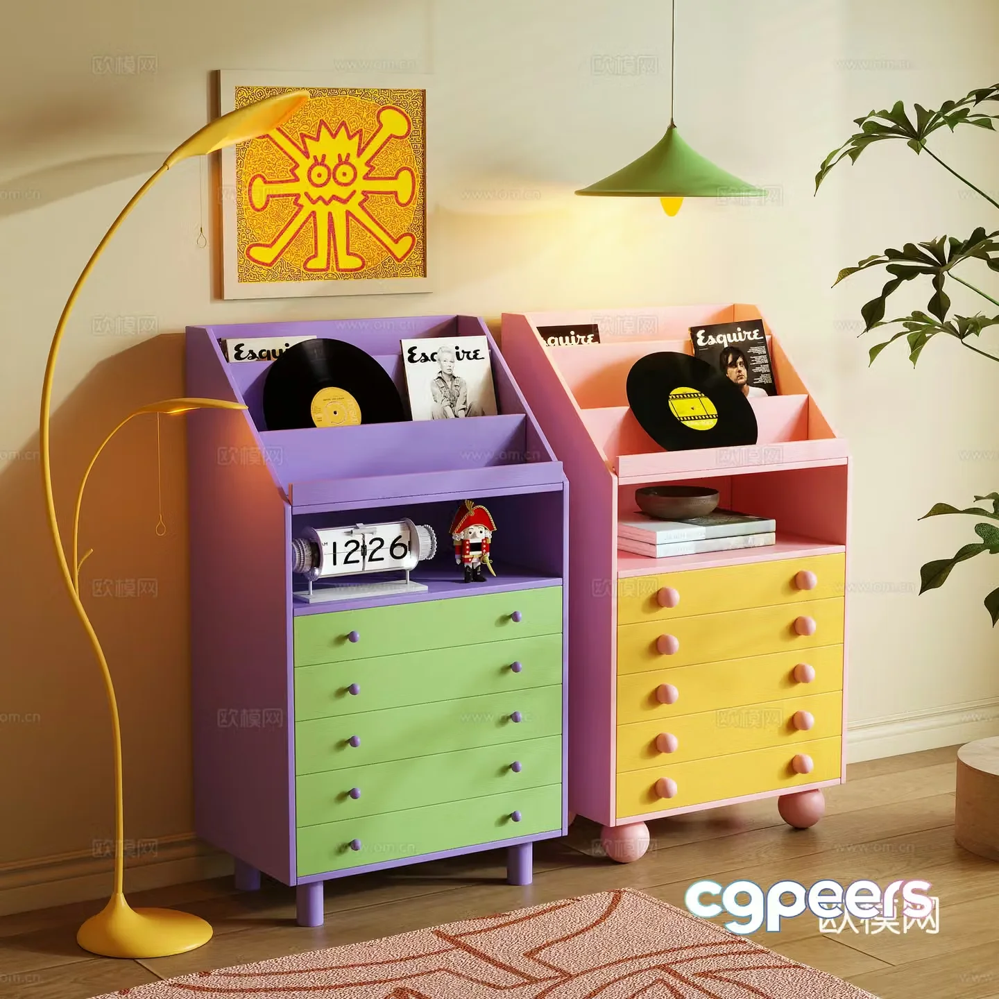Modern chest of drawers magazine cabinet side cabinet storage cabinet 3d model