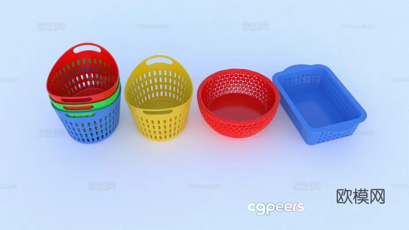 Plastic basket vegetable wash basket shopping basket drain basket fruit basket kitchen rice basket 3D model