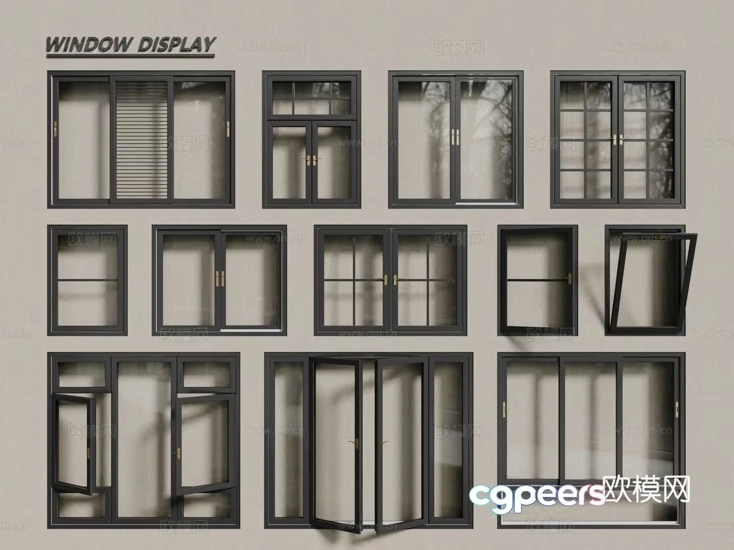 Modern windows aluminum alloy windows casement windows floor-to-ceiling windows blinds 3d model