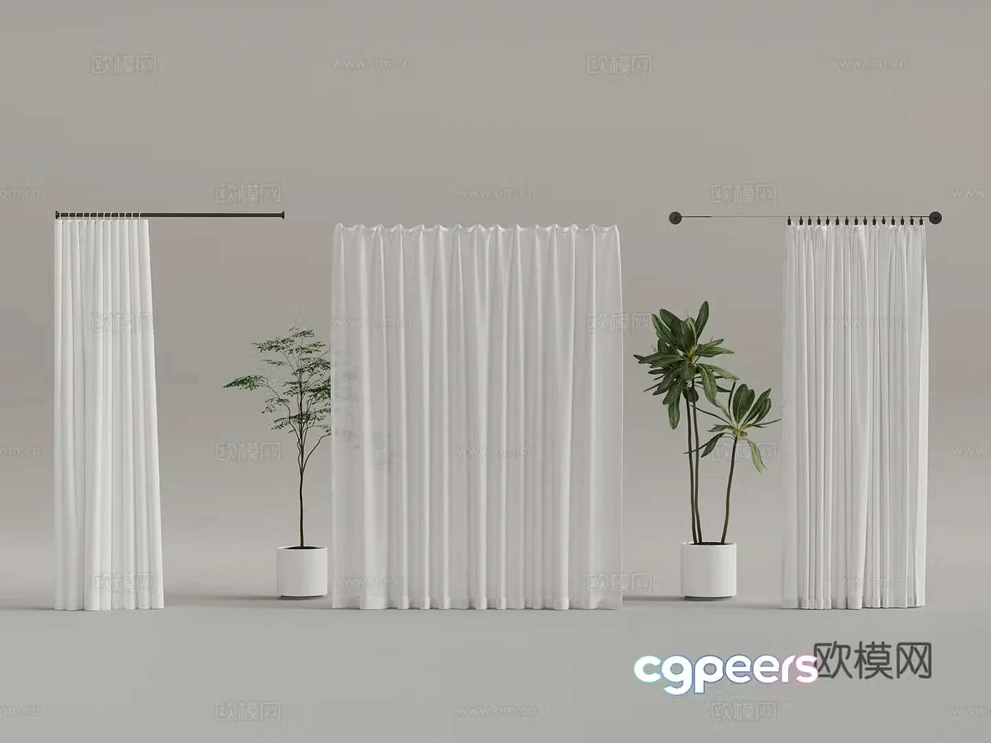 Modern curtain gauze curtain 3d model