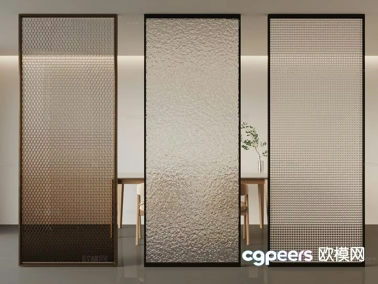 Modern glass partition 3d model