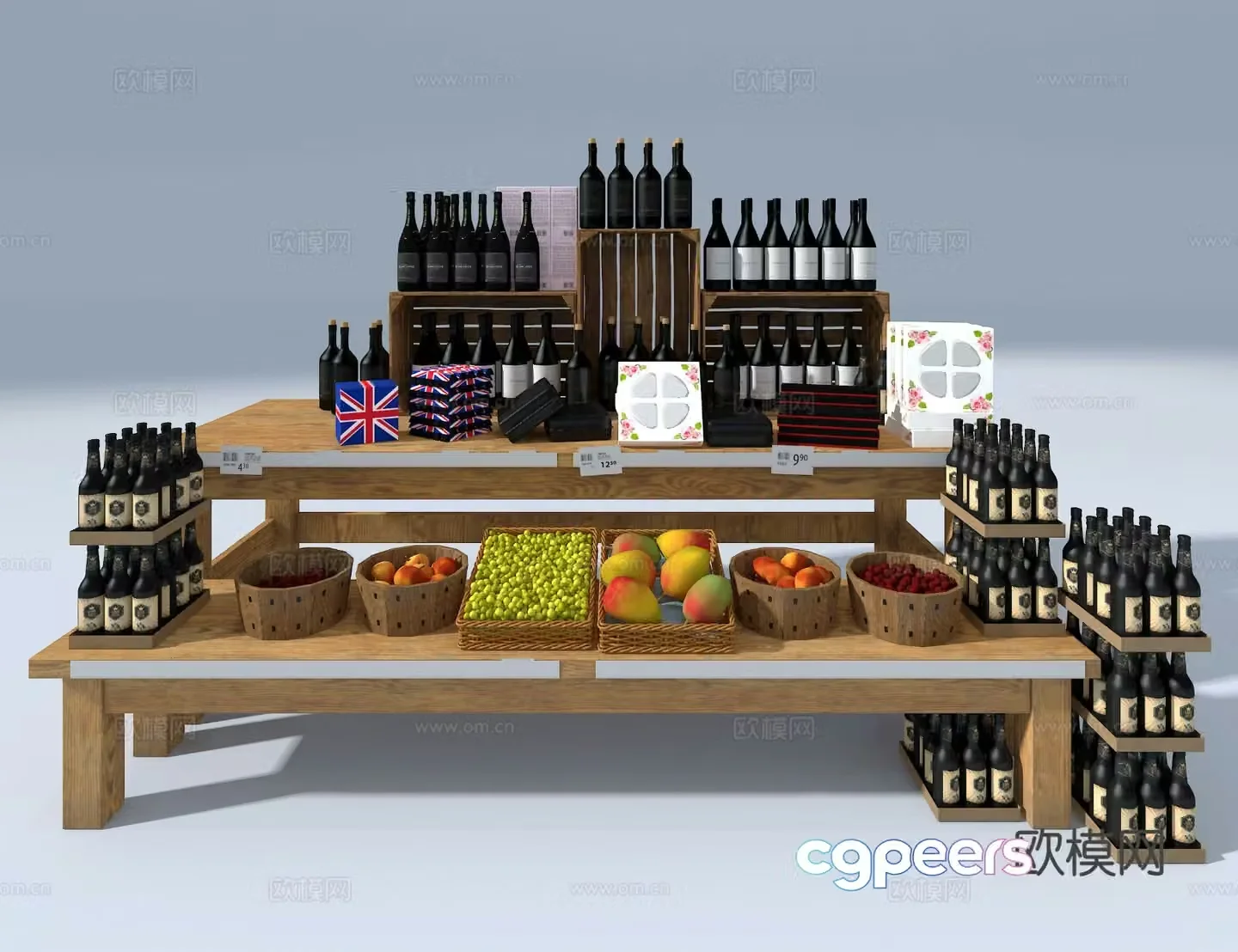Supermarket shelves 3d model