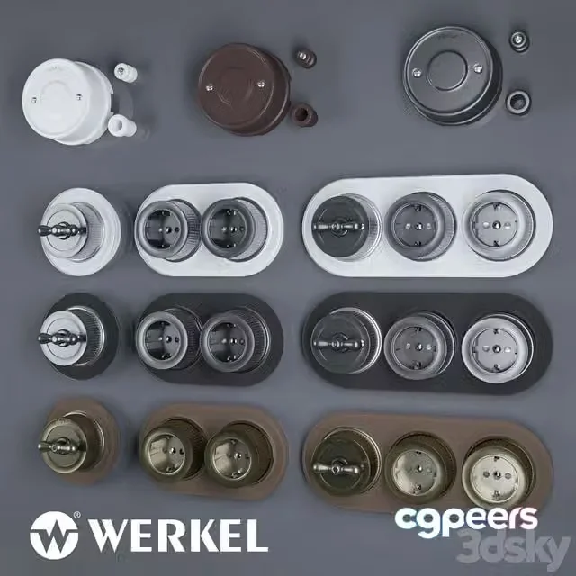 3ds Max Free – Glass frames, metal sockets and switches Werkel Retro