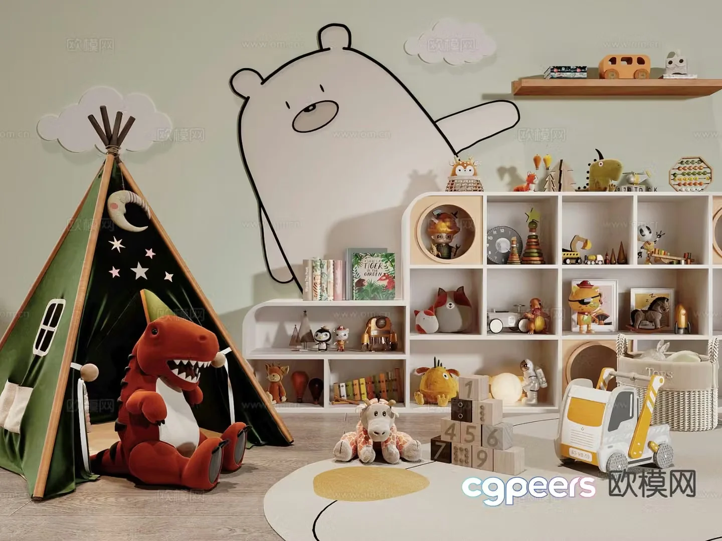 Modern children’s toys entertainment room 3d model