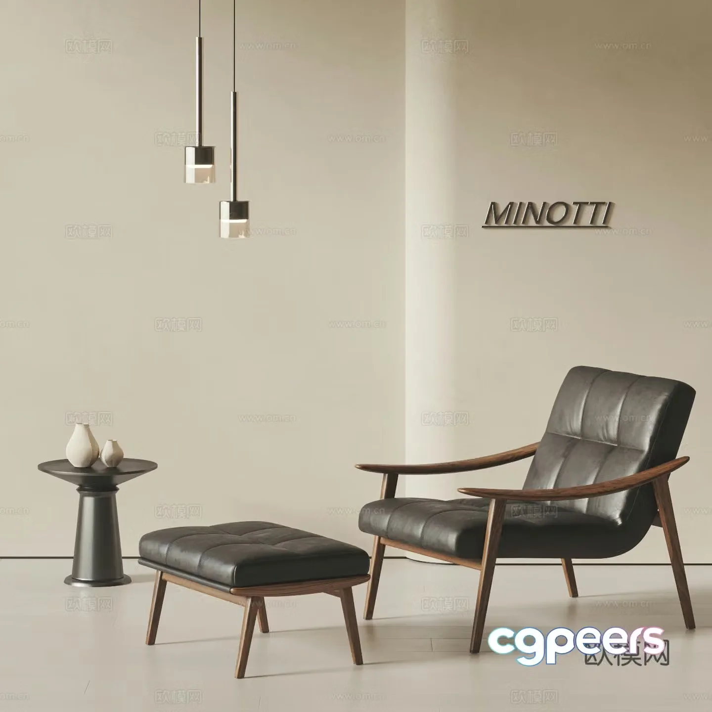 Minotti modern leisure chair sofa chair footrest stool chandeliers side table medieval style 3d model