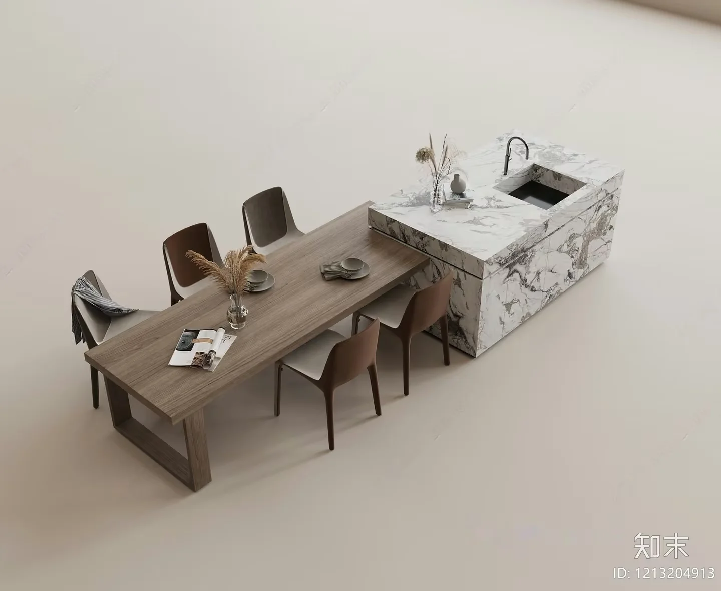 Modern Dining Room 3D Model – 17040 – VRAY Render