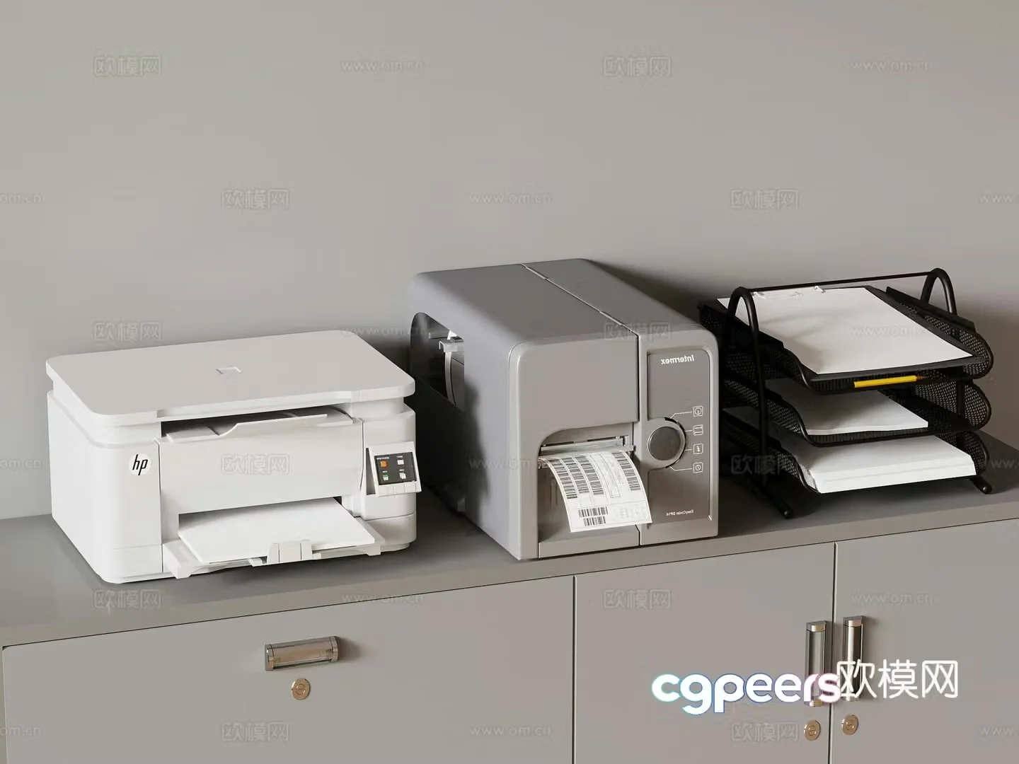 Printer Paper Shredder Storage Rack Office Supplies 3D Model