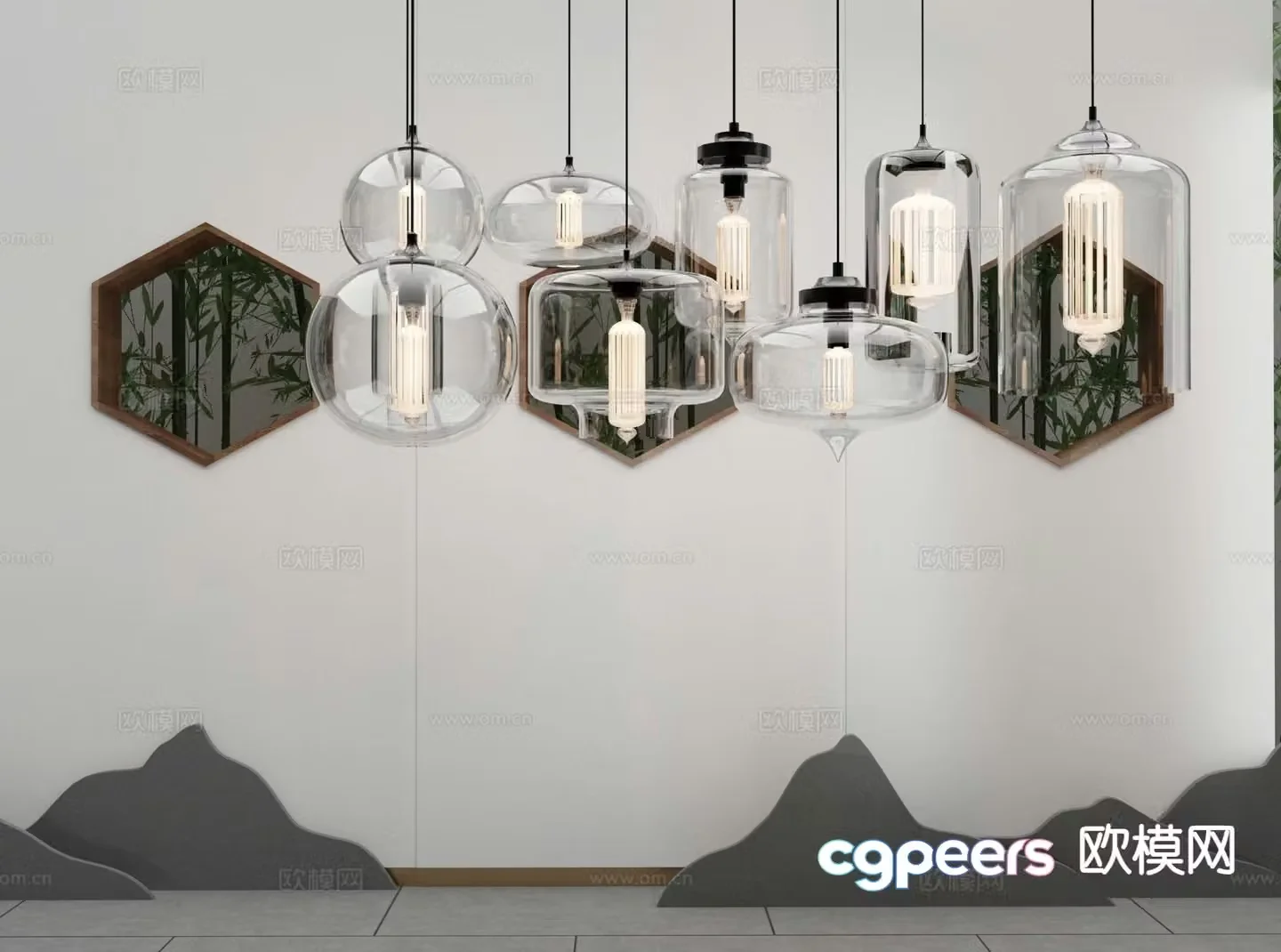 Simple chandelier glass chandelier 3d model