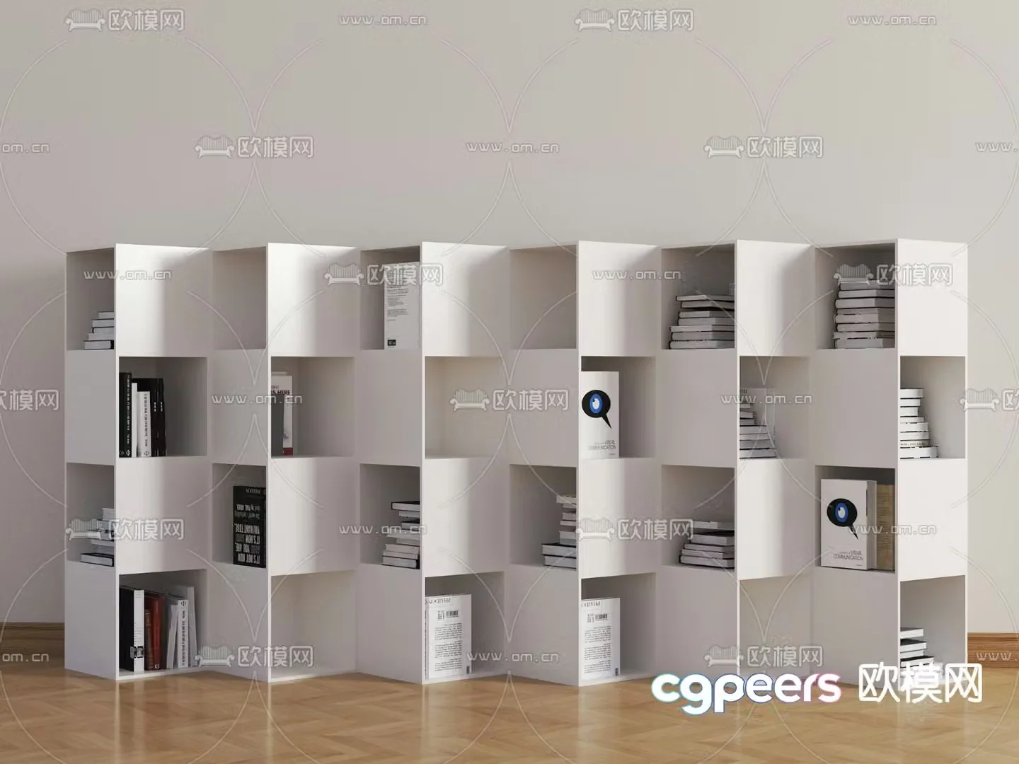 Modern checkered bookshelf 3d model