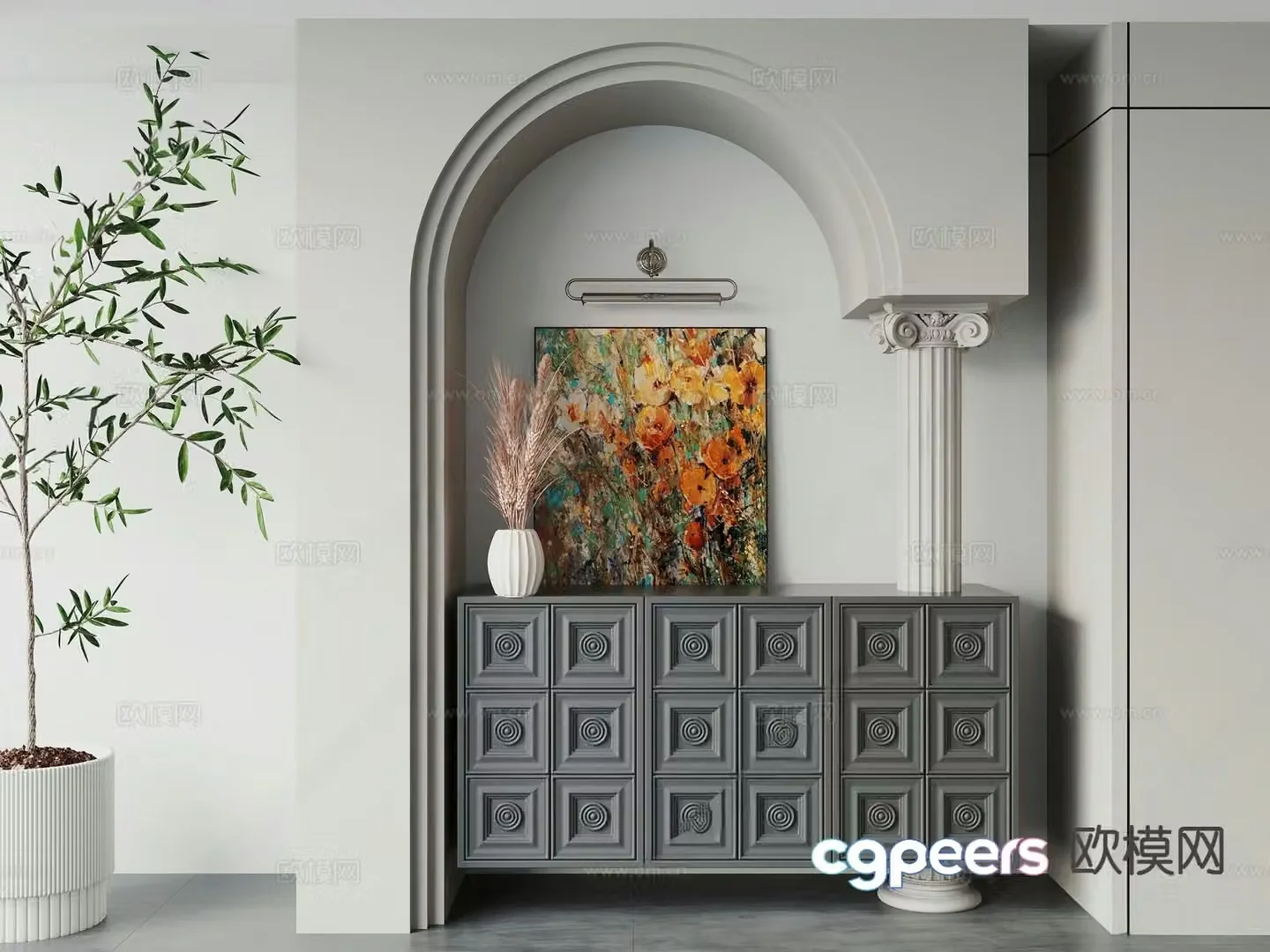 French side cabinet entrance cabinet 3d model