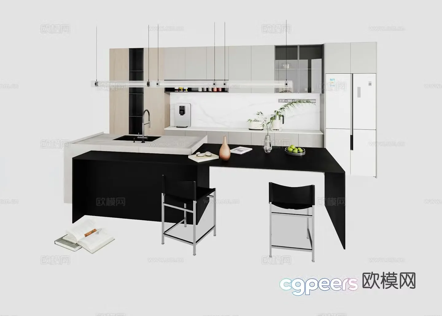 Modern island sideboard 3d model