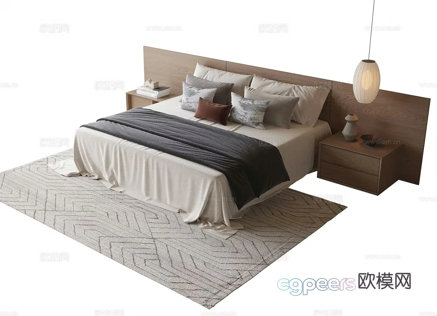 Modern double bed 3d model