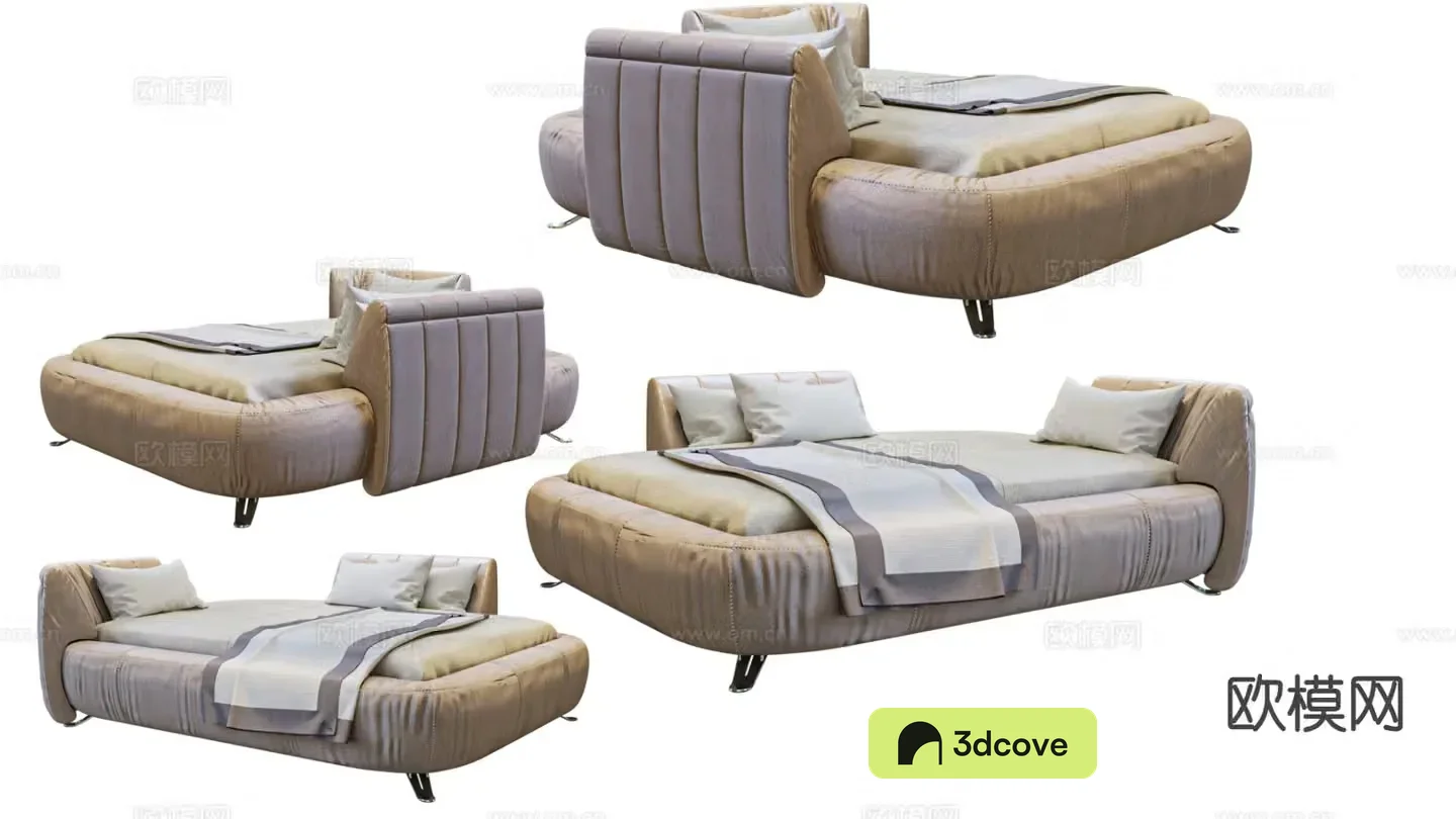 Special-shaped bed hotel bed with background