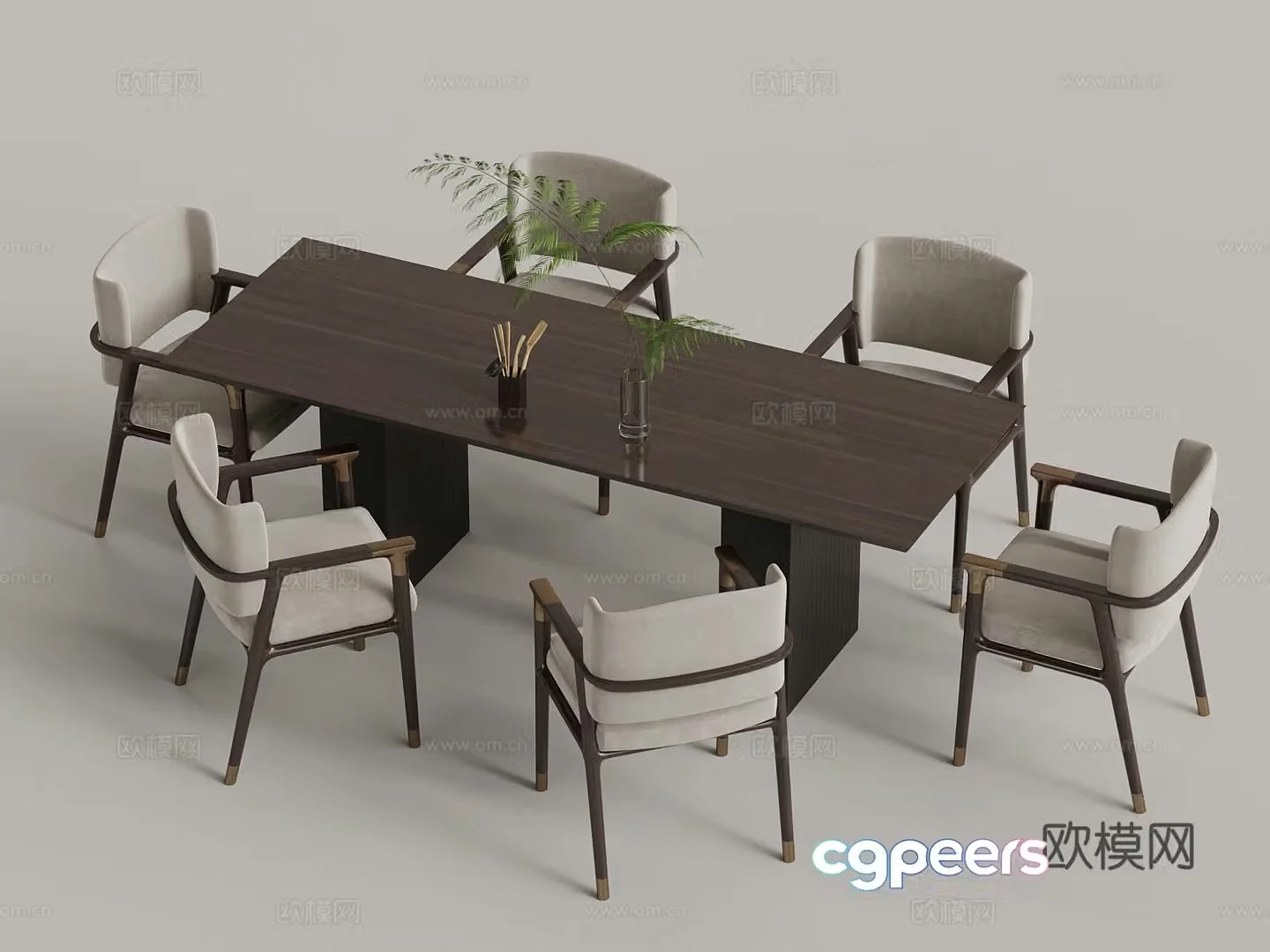 New Chinese style casual table and chairs decorative 3D model