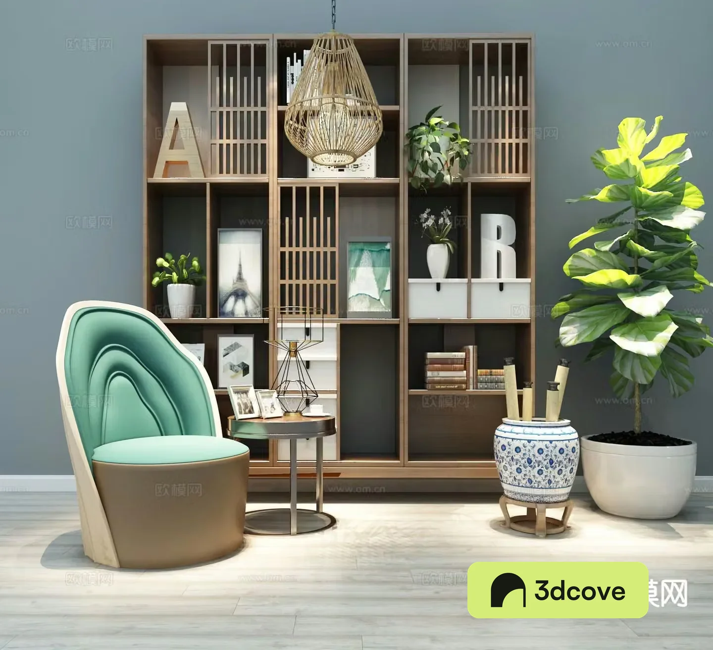 New Chinese style bookcase leisure chair art chair