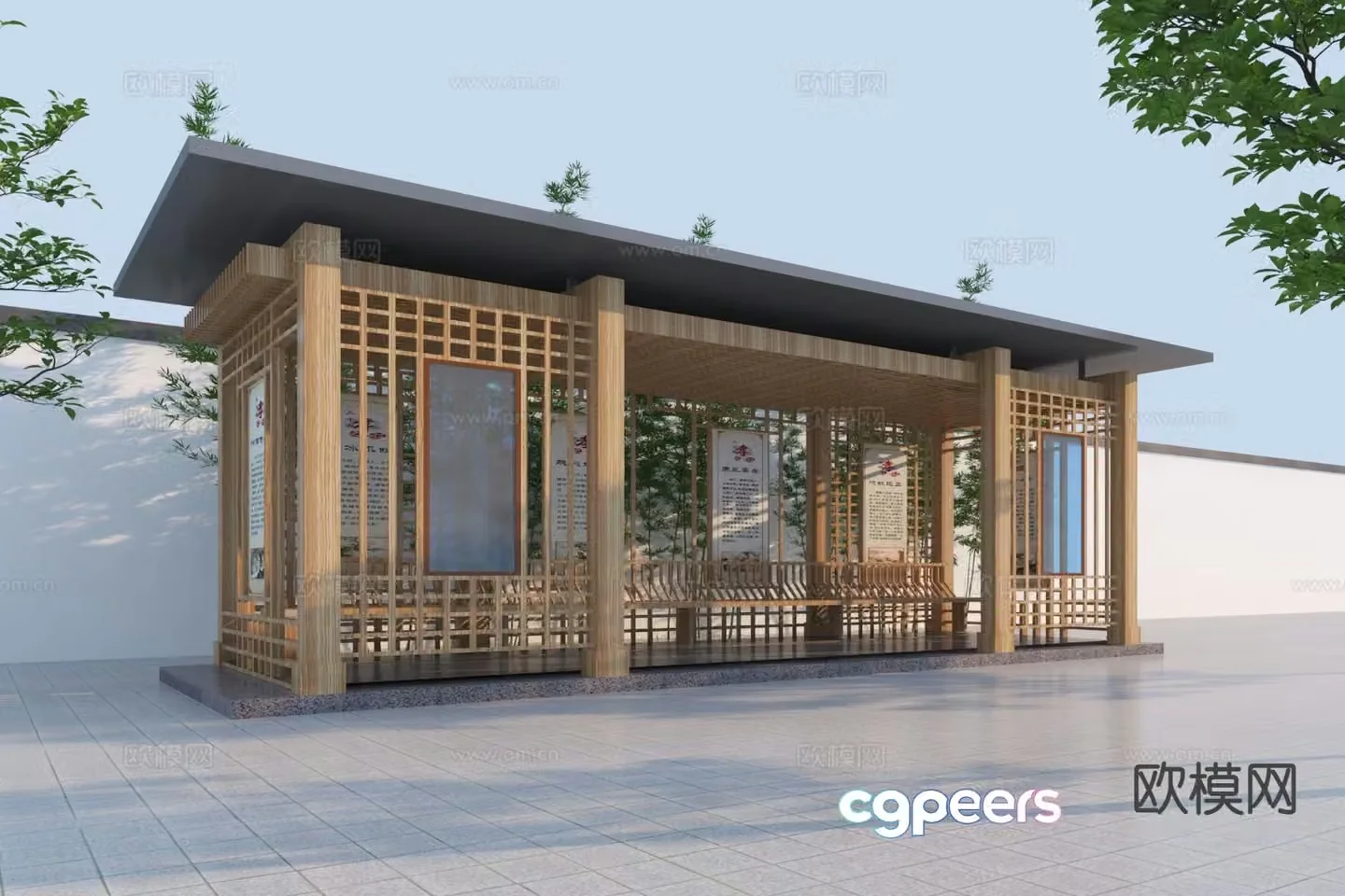 New Chinese style corridor cultural corridor landscape corridor 3D model