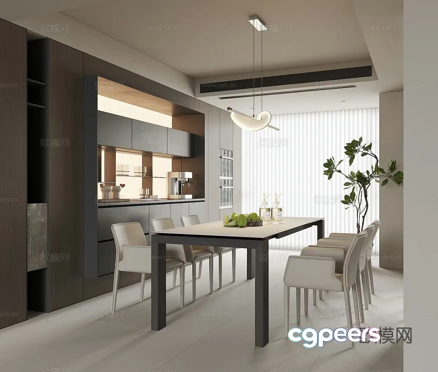 Modern home restaurant 3d model