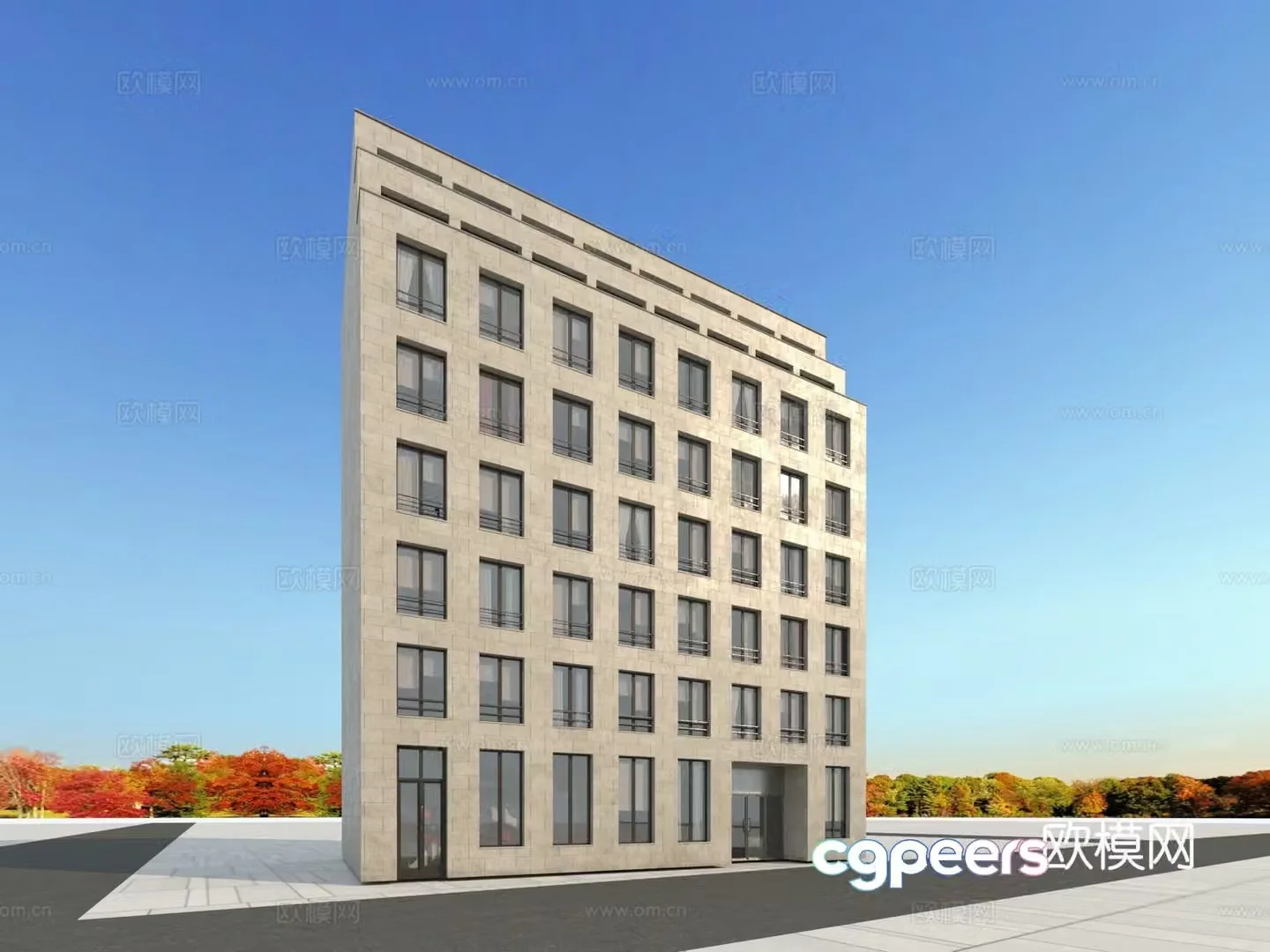 Building appearance European-style building 3d model