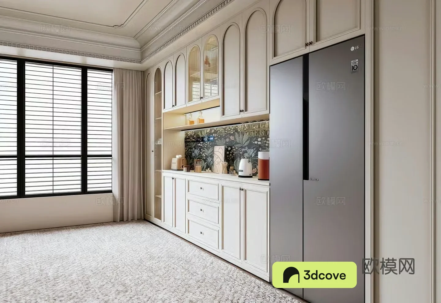 French sideboard refrigerator cabinet