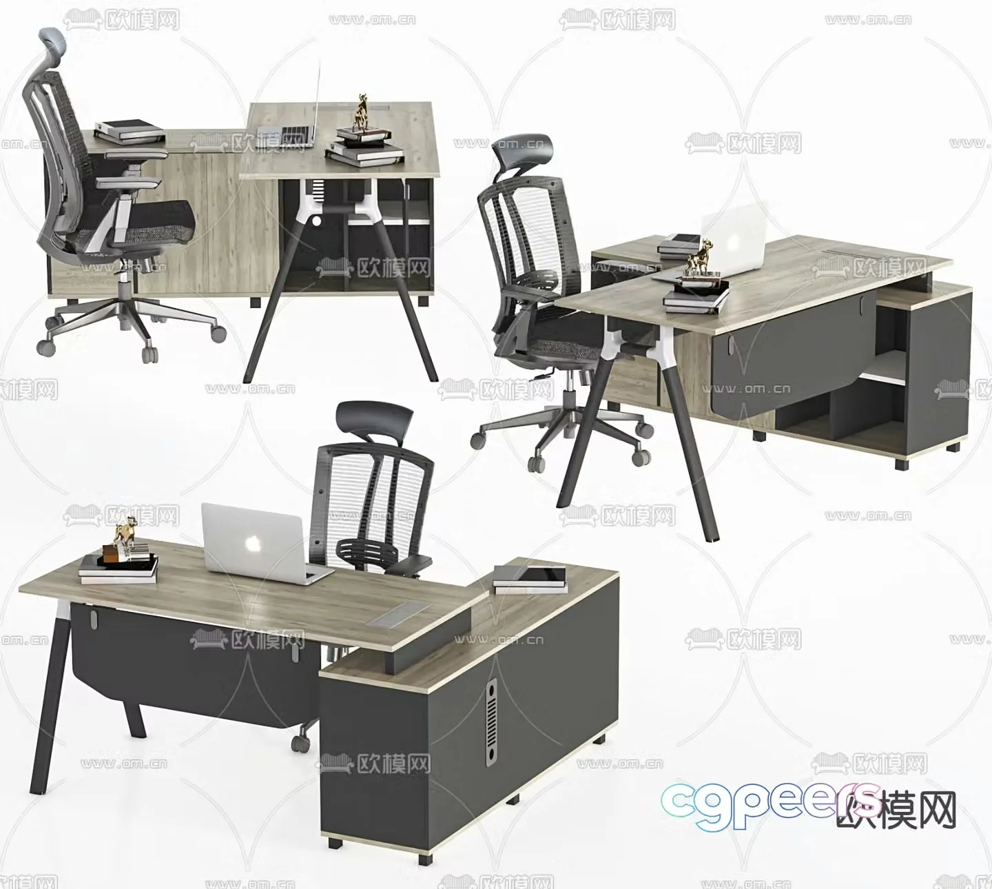Desk table boss table office desk 3d model