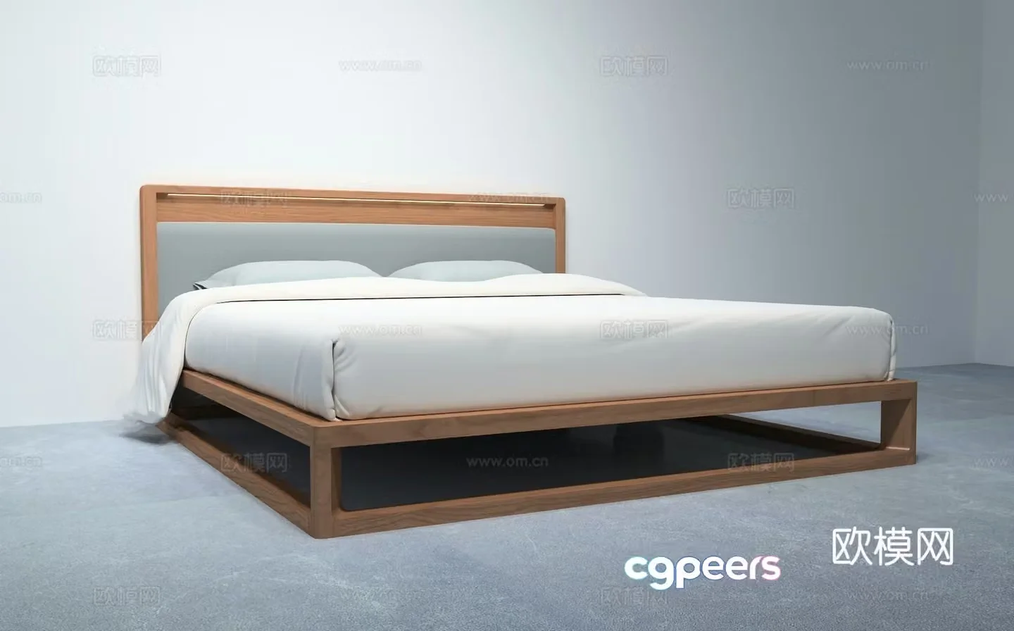 Solid wood big bed 3D model