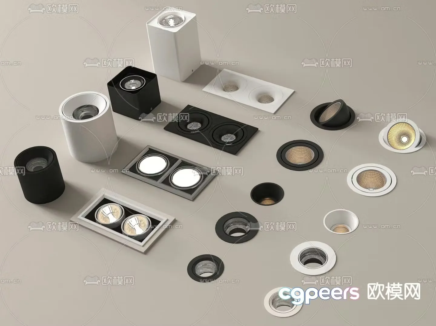 Downlight Spotlight Bull’s Eye Lamp Long Downlight 3d model